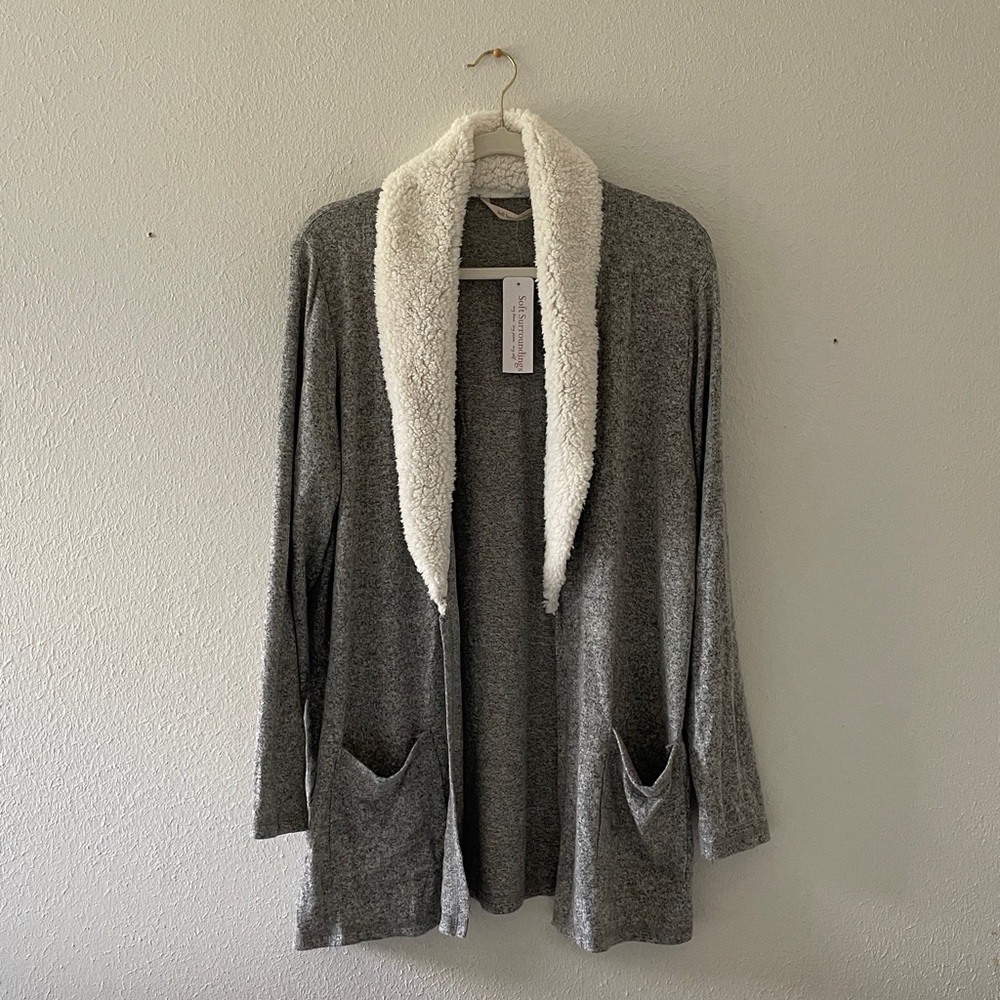 Soft Surroundings Cozy Robe Cardigan Faux Sherpa Mini Robe-Cardigan Loungewear